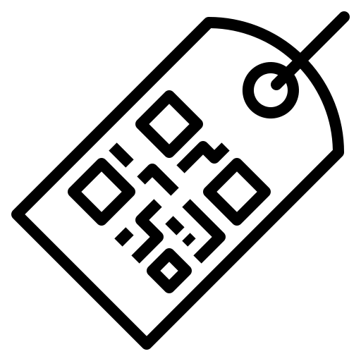 Line drawing of QR code on tag.